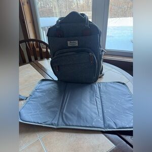 Gray Backpack Diaper Bag with changing pad. NWT
